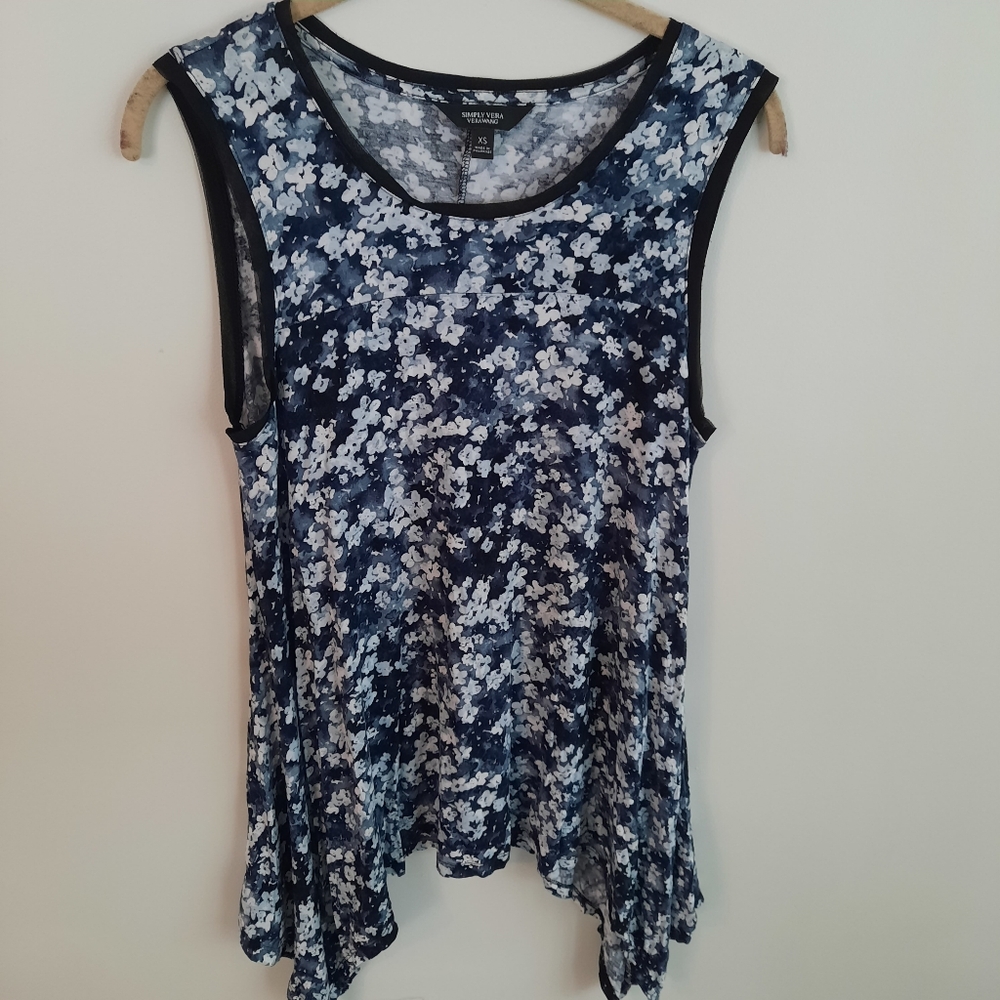 Simply Vera-Vera Wang Women's XS Sleeveless Floral Tunic Top